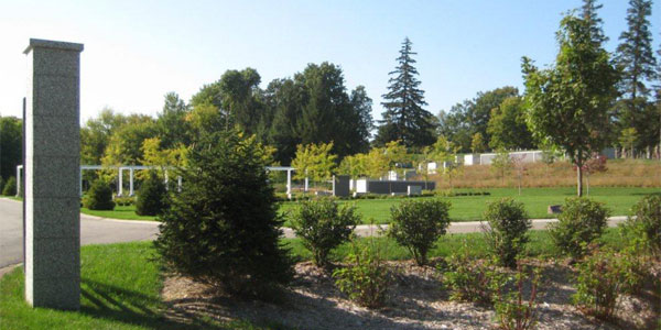 View of cemetery with trees and nature